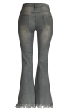 Casual Solid Patchwork Boot Cut Denim Jeans