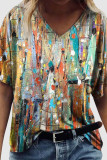 Abstract Oil Painting V Neck T Shirt