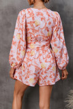 Fashion Elegant Print Printing V Neck Loose Rompers