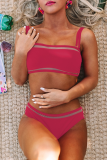 Casual Vacation Solid Patchwork Swimwears