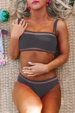 Casual Vacation Solid Patchwork Swimwears