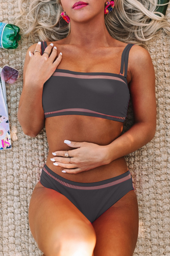 Casual Vacation Solid Patchwork Swimwears