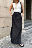 Casual Solid Patchwork Straight Solid Color Bottoms