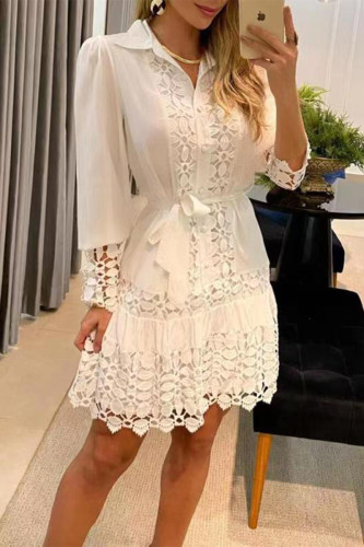 Elegant Solid Contrast Shirt Collar Tops