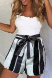 Casual Patchwork Flounce Straight Mid Waist Straight Full Print Bottoms