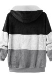 Casual Color Block Patchwork Hooded Collar Outerwear