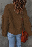 Sweet Elegant Solid Tassel O Neck Tops