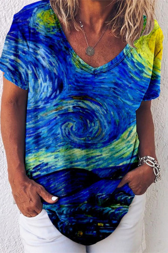 Van Gogh Starry Sky Painting Casual Tee