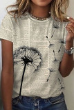Fashion Casual Print Basic O Neck T-Shirts