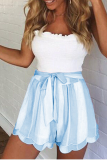 Casual Patchwork Flounce Straight Mid Waist Straight Full Print Bottoms