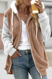 Casual Color Block Patchwork Hooded Collar Outerwear