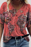 Fashion Casual Print Basic V Neck T-Shirts