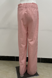 Casual Solid Patchwork Straight High Waist Wide Leg Solid Color Bottoms