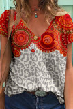 Fashion Casual Print Basic V Neck T-Shirts