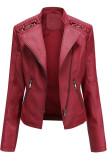 Fashion Street Solid Patchwork Zipper Zipper Collar Outerwear