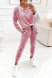 Fashion Casual Solid Frenulum V Neck Long Sleeve Two Pieces