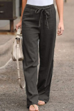 Casual Solid Patchwork Straight Mid Waist Wide Leg Solid Color Bottoms