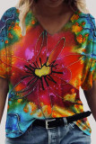 Fashion Casual Print Basic V Neck T-Shirts