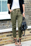 Casual Solid Draw String Harlan Mid Waist Harlan Solid Color Bottoms