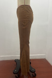 Fashion Casual Solid Solid Color Boot Cut High Waist Solid Color Bottoms
