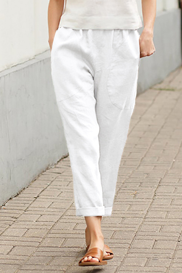 Casual Solid Patchwork Harlan Mid Waist Harlan Solid Color Bottoms