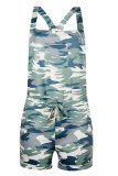 Fashion Camouflage Print Patchwork Spaghetti Strap Straight Rompers