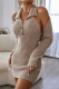 Fashion Solid Buttons V Neck Long Sleeve Two Pieces