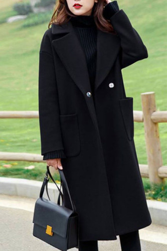 Casual Patchwork Pocket Turn-back Collar Outerwear