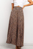 Casual Print Leopard Patchwork High Waist Wide Leg Full Print Bottoms