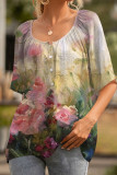 Fashion Casual Print Basic O Neck T-Shirts