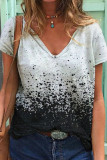 Fashion Casual Print Basic V Neck T-Shirts