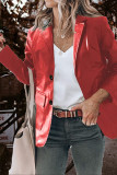 Fashion Solid Pocket Buttons Turndown Collar Outerwear