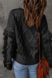 Sweet Elegant Solid Tassel O Neck Tops