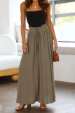 Casual Solid Patchwork Loose High Waist Wide Leg Solid Color Bottoms