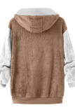 Casual Color Block Patchwork Hooded Collar Outerwear