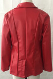 Casual Street Solid Patchwork Buckle Turn-back Collar Outerwear