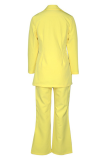 Fashion Solid Patchwork Turndown Collar Long Sleeve Two Pieces