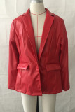 Casual Street Solid Patchwork Buckle Turn-back Collar Outerwear