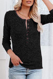 Casual Elegant Solid Buttons V Neck Tops