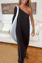 Fashion Casual Solid Solid Color Oblique Collar One Step Skirt Dresses