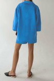 Casual Solid Patchwork Buttons Turn-back Collar Long Sleeve Two Pieces