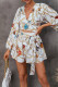 Fashion Elegant Print Printing V Neck Loose Rompers