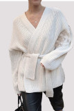 Casual Solid Bandage V Neck Tops