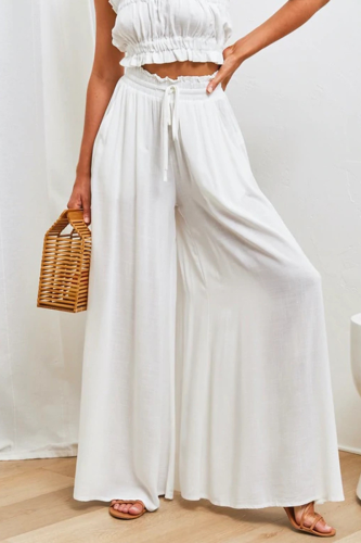 Casual Solid Patchwork Loose High Waist Wide Leg Solid Color Bottoms