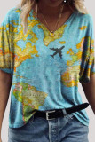 Fashion Casual Print Basic V Neck T-Shirts