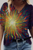 Fashion Casual Print Basic V Neck T-Shirts