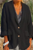 Fashion Casual Solid Buttons Turn-back Collar Outerwear