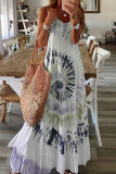 Casual Print Tie Dye U Neck Straight Dresses
