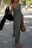 Fashion Casual Solid Solid Color Oblique Collar One Step Skirt Dresses