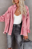 Fashion Solid Ripped Make Old Turndown Collar Long Sleeve Loose Denim Jacket